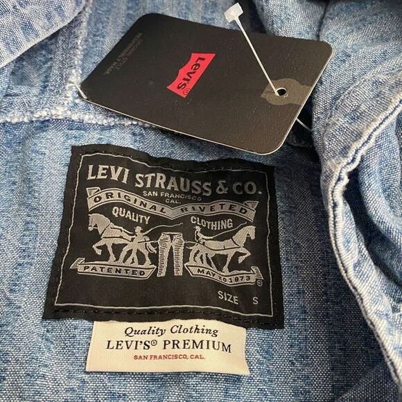 Levis Sutro "In The Sky" Seersucker Striped Denim Hooded Anorak Mens size M New - Picture 9 of 12